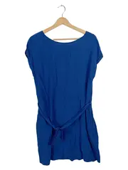 Vorschaubild 1 von Damen Freizeitkleid Gr. 38 Blau Viskose Bindegürtel
