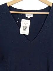 Vorschaubild 3 von Damen Pullover Gr. 42 Blau V-Ausschnitt Strick Basic Casual Langarm