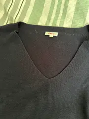 Vorschaubild 4 von Damen Pullover Gr. 42 Blau V-Ausschnitt Strick Basic Casual Langarm