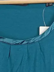 Vorschaubild 5 von Damen Langarmshirt Gr. 44 Petrol Viskose Basic Rundhals Raffung Shirt