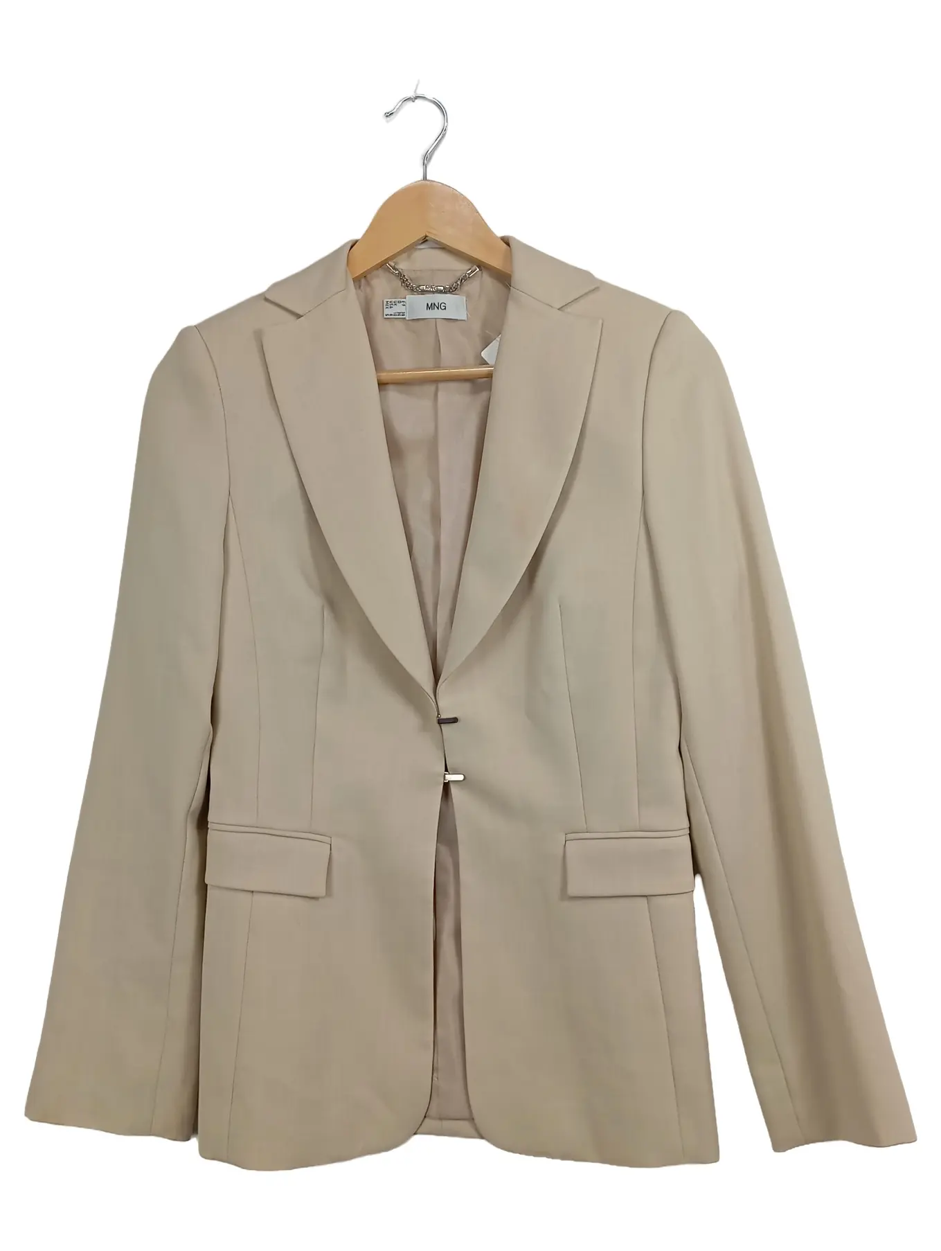 MANGO MNG Blazer Damen Gr. 36 Beige Business Sakko Frühjahr Sommer Polyester