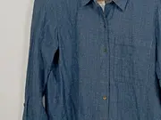 Vorschaubild 3 von Damen Bluse Hemd Gr. XS Blau Gepunktet Baumwolle