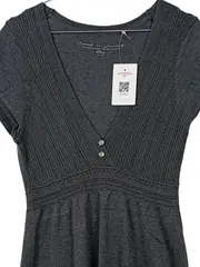 Vorschaubild 2 von Damen Strickkleid Gr. 38/M Grau Lochmuster Baumwolle