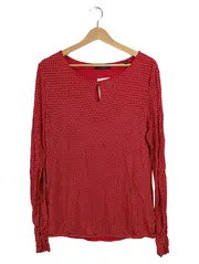 Vorschaubild 1 von Damen Langarmshirt Shirt Bluse 36x38 Rot Muster Viskose Stretch Casual