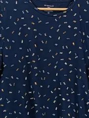 Vorschaubild 2 von Herren T-Shirt Blau mit Grafischem Muster Gr. L
