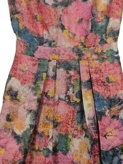 Vorschaubild 3 von Damen Kleid Gr. 32 Blumenmuster Mehrfarbig Metallic A-Linie