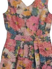 Vorschaubild 2 von Damen Kleid Gr. 32 Blumenmuster Mehrfarbig Metallic A-Linie