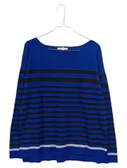 Vorschaubild 1 von Damen Pullover Gr. 42 L Baumwolle Gestreift Blau Maritim