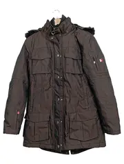 Vorschaubild 1 von Damen Parka Winterjacke Gr. 40/L Braun Kapuze Fellbesatz