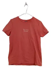 Vorschaubild 1 von Damen T-Shirt Gr. S Orange Schriftzug Print Kurzarm Casual