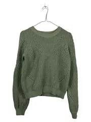 Vorschaubild 1 von EDC Damen Pullover Gr. 34 XS Grün Lochmuster Strickpullover Baumwollmix Casual