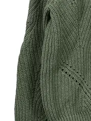 Vorschaubild 3 von EDC Damen Pullover Gr. 34 XS Grün Lochmuster Strickpullover Baumwollmix Casual