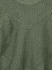 Vorschaubild 2 von EDC Damen Pullover Gr. 34 XS Grün Lochmuster Strickpullover Baumwollmix Casual