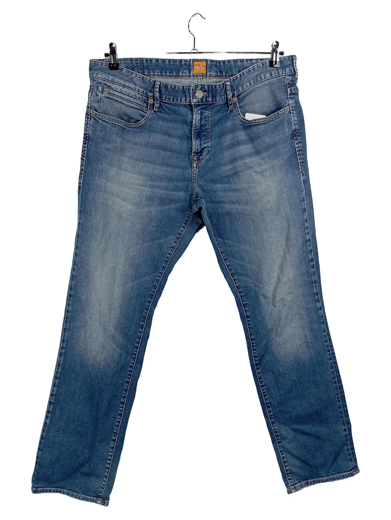 HUGO BOSS Herren Jeans Regular Fit Blau W38 L33 Knopfverschluss