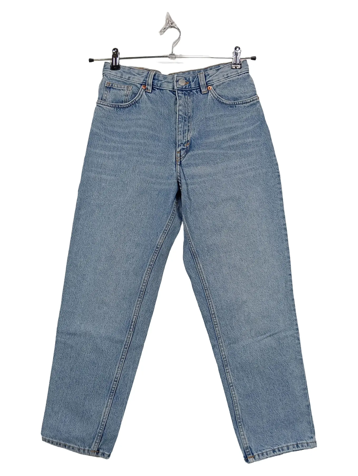 MONKI Mom Jeans Damen Regular Fit Blau W27 36 Baumwolle Alltag