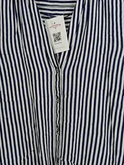 Vorschaubild 5 von Damen Bluse Gr. 38 M Maritim Gestreift Kurzarm Viskose Blau