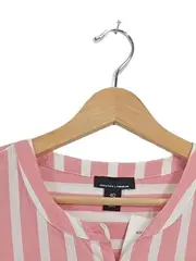 Vorschaubild 3 von Premium Damen Bluse Gr. 40/L Rosa Weiß Gestreift Langarm