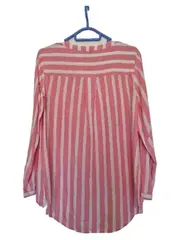 Vorschaubild 5 von Premium Damen Bluse Gr. 40/L Rosa Weiß Gestreift Langarm