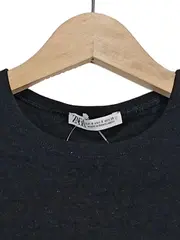 Vorschaubild 2 von Damen Crop T-Shirt Gr. 36/S Schwarz Basic Kurzarm
