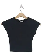 Vorschaubild 1 von Damen Crop T-Shirt Gr. 36/S Schwarz Basic Kurzarm