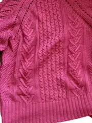 Vorschaubild 3 von Damen Pullover Zopfstrick Lammwolle Pink Gr. L
