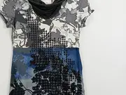 Vorschaubild 2 von TAIFUN Separates Damen Kleid Gr. 38/M Wasserfallkragen Blätter