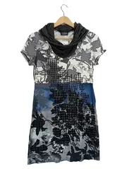 Vorschaubild 1 von TAIFUN Separates Damen Kleid Gr. 38/M Wasserfallkragen Blätter