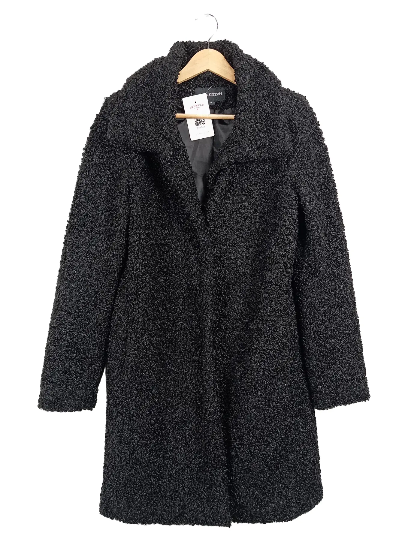 KAPPAHL Damen Fellmantel Teddy Mantel Strukturmuster Gr. 36 S Schwarz