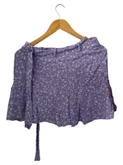 Vorschaubild 2 von Damen Minirock Wickelrock Blumenmuster Lila Gr. L 40