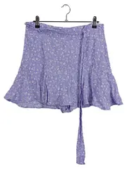 Vorschaubild 1 von Damen Minirock Wickelrock Blumenmuster Lila Gr. L 40