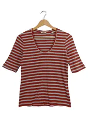 Vorschaubild 1 von Damen T-Shirt Gr. 38/M Rot Gestreift Rippstrick Kurzarm
