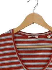 Vorschaubild 2 von Damen T-Shirt Gr. 38/M Rot Gestreift Rippstrick Kurzarm