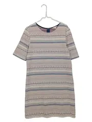 Vorschaubild 1 von Damen Freizeitkleid Gr. M Ethno Muster Beige Kurzarm