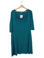 Vorschaubild 2 von Damen Jerseykleid Gr. 44/XXL Petrol Viskose Casual