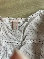 Vorschaubild 4 von Damen Bluse Gr. 38/M Weiß Pfeilmuster Viskose Langarm