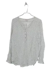 Vorschaubild 2 von Damen Bluse Gr. 38/M Weiß Pfeilmuster Viskose Langarm