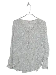 Vorschaubild 1 von Damen Bluse Gr. 38/M Weiß Pfeilmuster Viskose Langarm