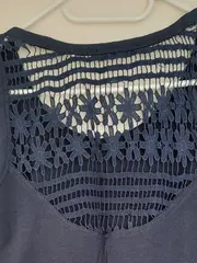 Vorschaubild 3 von Damen Top Gr. S Blau Häkeldetail Baumwolle Tanktop