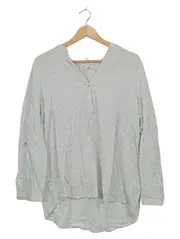 Vorschaubild 1 von Damen Bluse Gr. 44 Weiß Schwarz Gepunktet Viskose Langarm