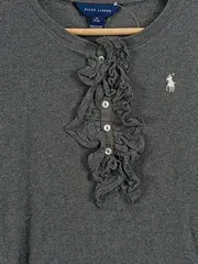 Vorschaubild 2 von Mädchen Langarmshirt Grau Gr. 8-10 Jahre mit Rüschen
