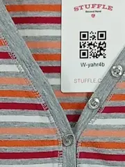 Vorschaubild 4 von Damen Langarmshirt Gr. 40 L Gestreift Henley Knopfleiste Baumwollmix