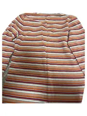 Vorschaubild 2 von Damen Langarmshirt Gr. 40 L Gestreift Henley Knopfleiste Baumwollmix