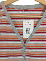 Vorschaubild 5 von Damen Langarmshirt Gr. 40 L Gestreift Henley Knopfleiste Baumwollmix