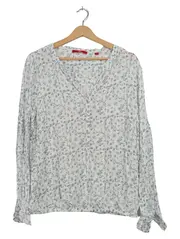 Vorschaubild 1 von Damen Bluse Gr. 40 Weiß Blumenmuster Langarm Casual