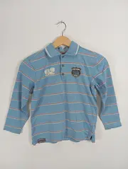 Vorschaubild 3 von Poloshirt Langarm Jungen Kinder Gr. 134 Blau Gestreift Baumwolle