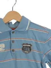 Vorschaubild 4 von Poloshirt Langarm Jungen Kinder Gr. 134 Blau Gestreift Baumwolle