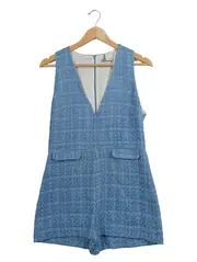 Vorschaubild 1 von Damen Jumpsuit Tweed Kurz Gr. S/36 Blau Elegant V-Ausschnitt