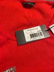 Vorschaubild 4 von Damen Tank Top Strass Logo Rot Gr. S 36 Rippstrick NEU