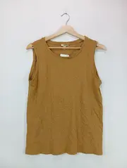 Vorschaubild 2 von Damen Ärmelloses Top Gelb Gr. 38/M Baumwolle Leinen Casual