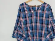 Vorschaubild 2 von Damen Bluse 3/4 Arm Kariert Baumwolle Freizeit Blau Gr. 40 L